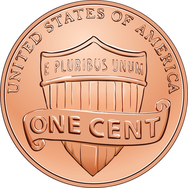 アメリカのお金のコイン1セント ペニー プレミアムベクター