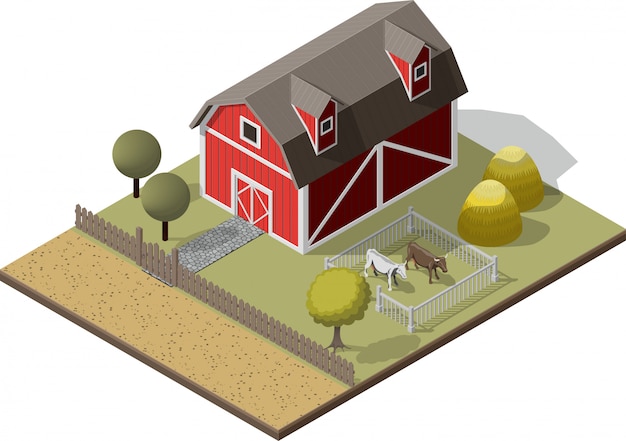 Download American traditional old barn Vector | Premium Download