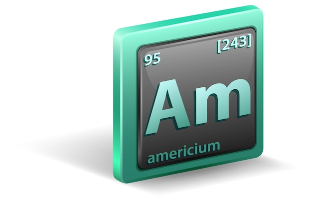 アメリシウムの化学元素。原子番号と原子量の元素記号。