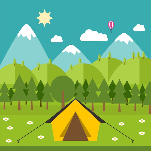 Premium Vector | Ð¡amping illustration in flat style. vector camping ...