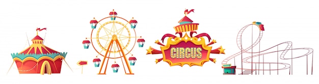 Amusement park, carnival or festive fair cartoon Vector | Free Download
