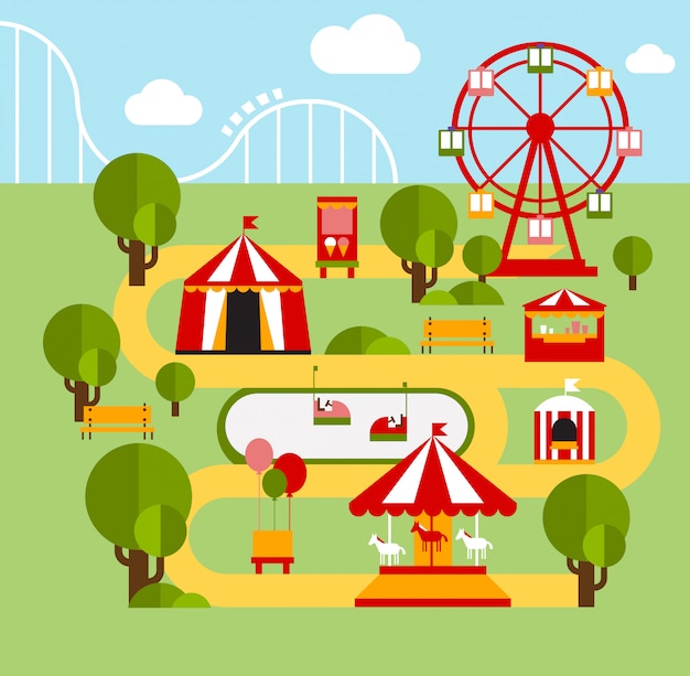 Premium Vector Amusement Park Infographic Elements