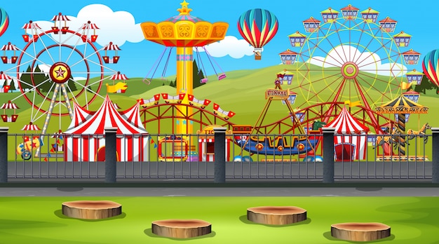 Free Vector | Amusement park scene