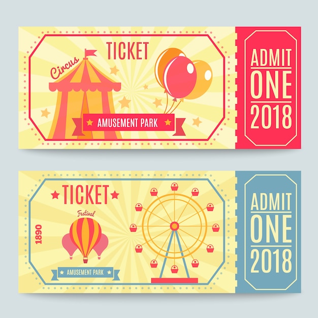 Amusement park tickets set Vector | Free Download