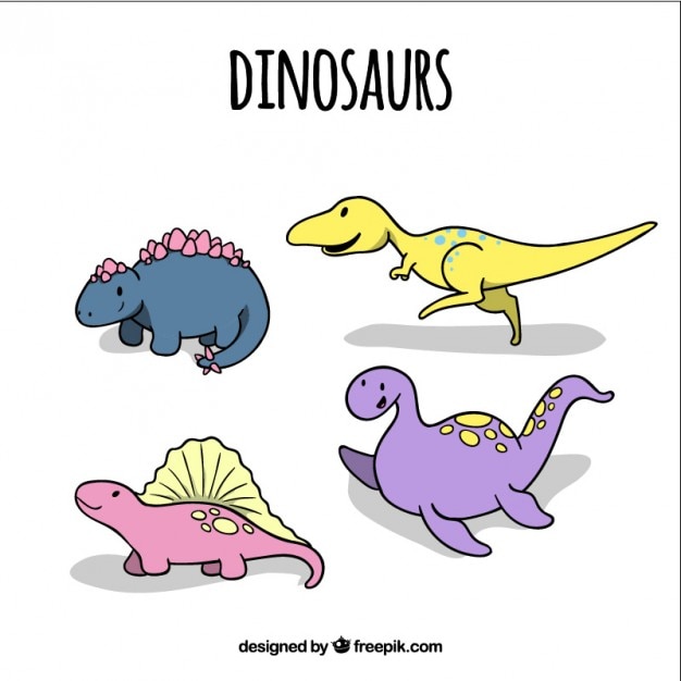 Amusing hand drawn dinosaurs
