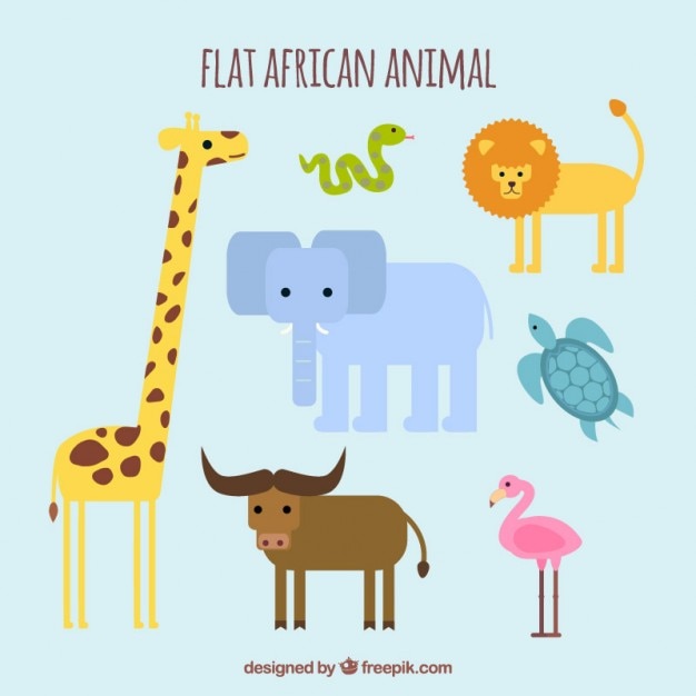 Amusing wild animals in flat design Free Vector