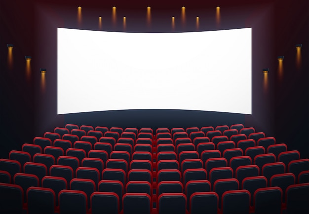 画面上のcopyspaceと映画館の映画館の内部のイラスト プレミアムベクター