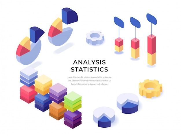 Premium Vector Analysis Statistics Isometric Poster 2994