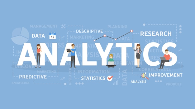 Analytics concept illustration. idea of analysis, data and information. Premium Vector