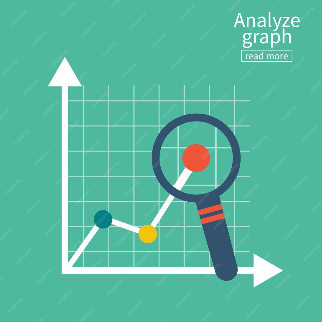 Premium Vector Analyze Graph Report Growth Magnifying Glass Showing Rising Bar Chart 5073