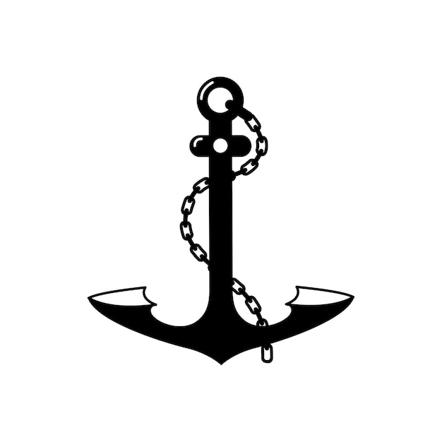 Premium Vector | The anchor is large, metal with a chain.