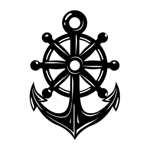 Premium Vector | Anchor and wheel sail logo