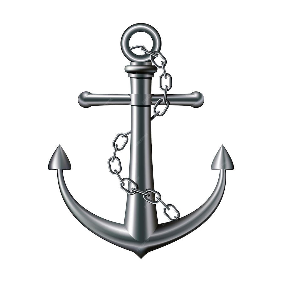 Premium Vector | Anchor with chain on white background. vector illustration