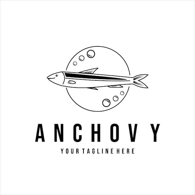 Premium Vector | Anchovy line art vintage logo vector template ...