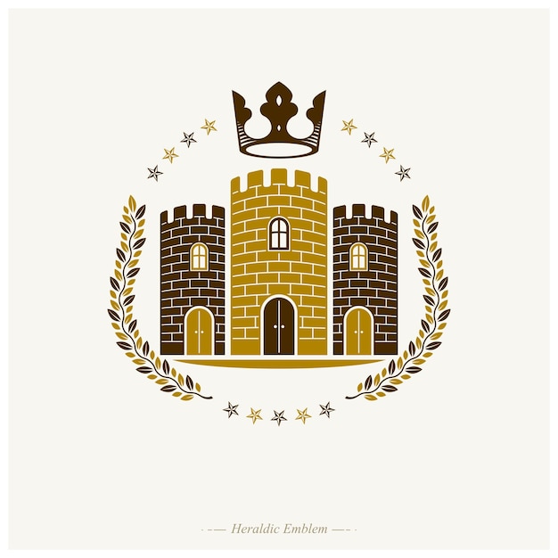 Premium Vector | Ancient castle emblem. heraldic coat of arms ...