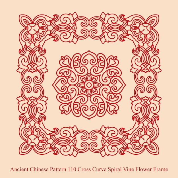 Premium Vector | Ancient chinese pattern of cross curve spiral vine ...