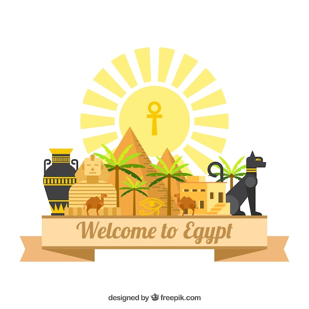 Ancient egypt composition with flat design Free Vector