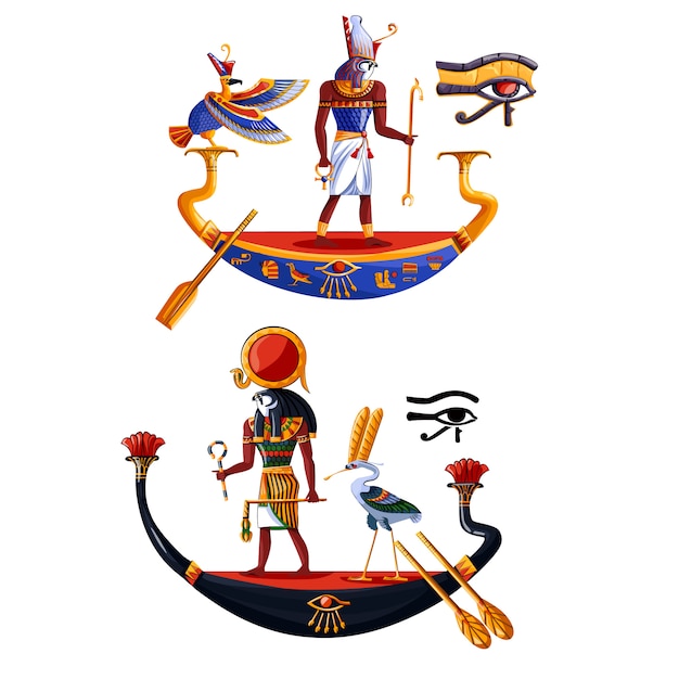 Ancient Egypt Sun God Ra Or Horus Cartoon Vector Premium