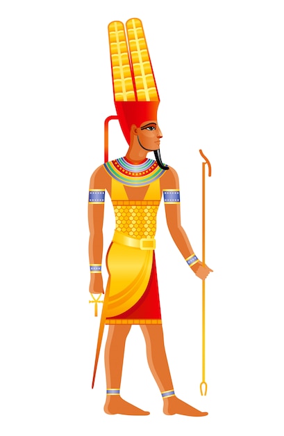 Premium Vector | Ancient egyptian god amun, major egyptian deity of sun ...