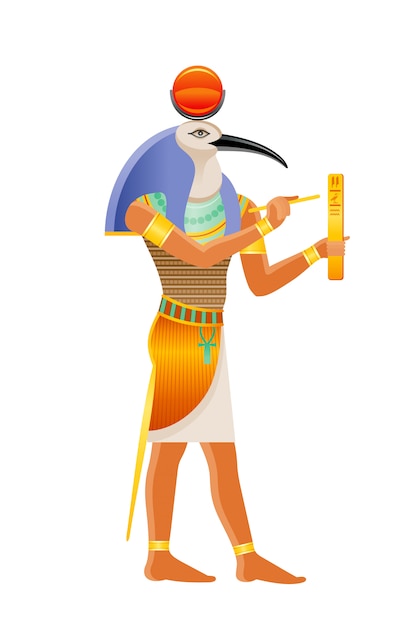 Ancient Egyptian God Thoth Deity With Ibis Head Cartoon