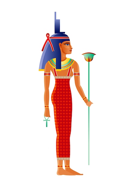 Premium Vector | Ancient egyptian major goddess isis. deity isis, wife of  osiris. cartoon illustration in old art style.