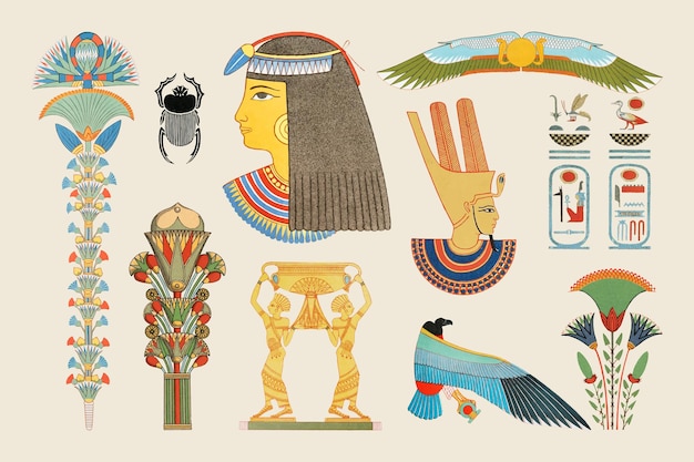 古代エジプトの装飾用イラスト 無料のベクター