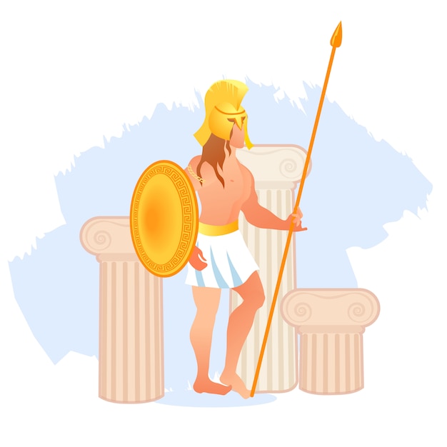 古代ギリシャオリンピアの戦争の神アレスまたは火星 | プレミアムベクター