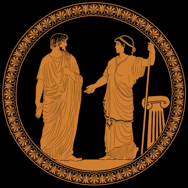 古代ギリシャの男性と女性 プレミアムベクター