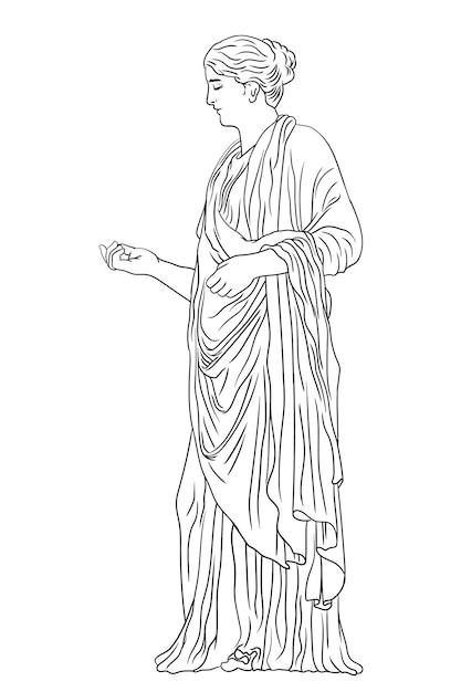 Premium Vector | An ancient greek young woman in a tunic and cape ...