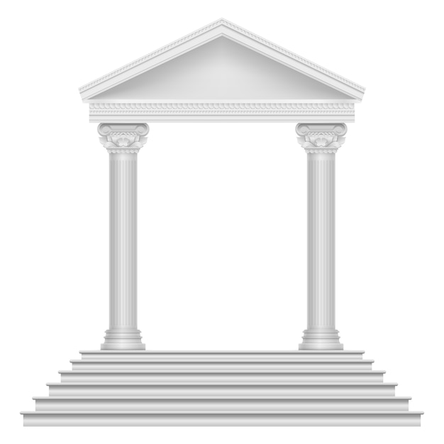 Ancient roman temple with steps and columns. Premium Vector