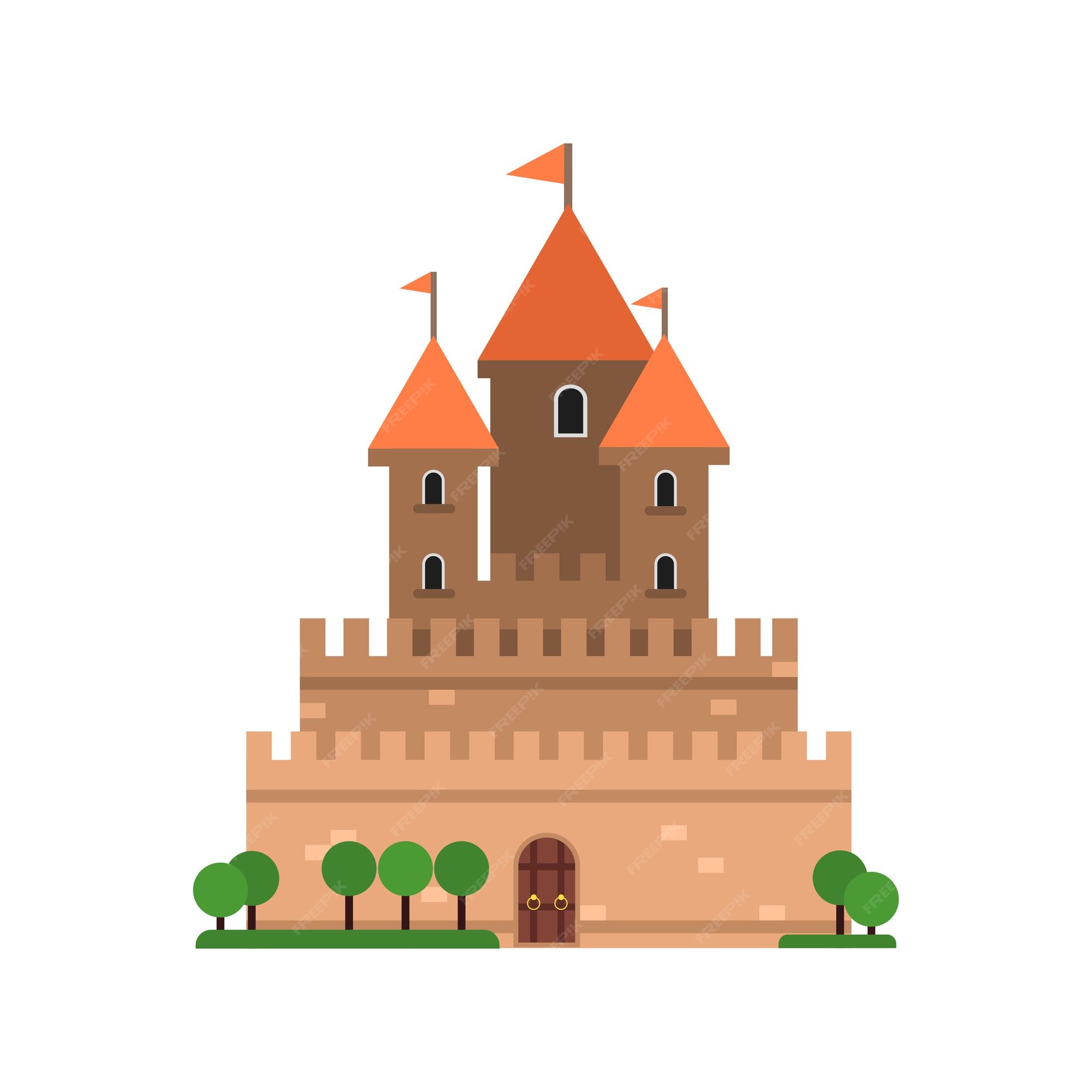 Premium Vector | Ancient stone castle, medieval architecture building ...