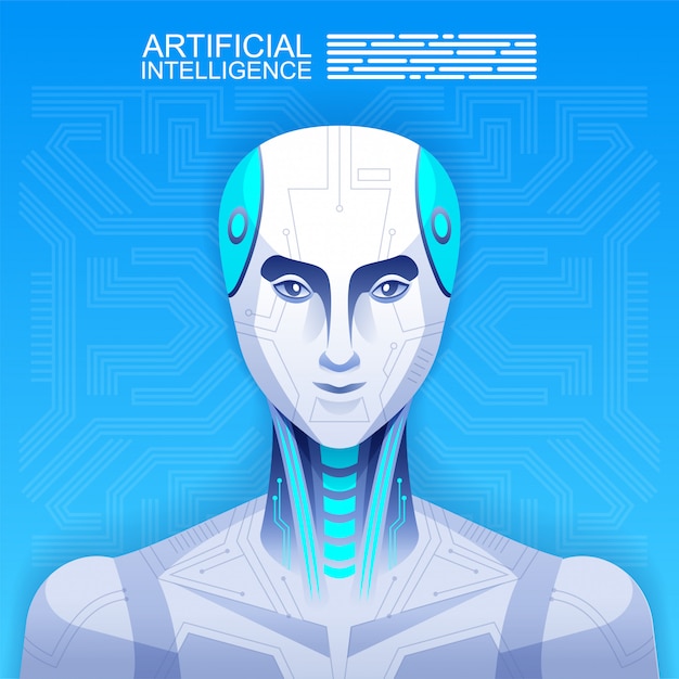 Premium Vector Android Robot Artificial Intelligence Concept Illustration