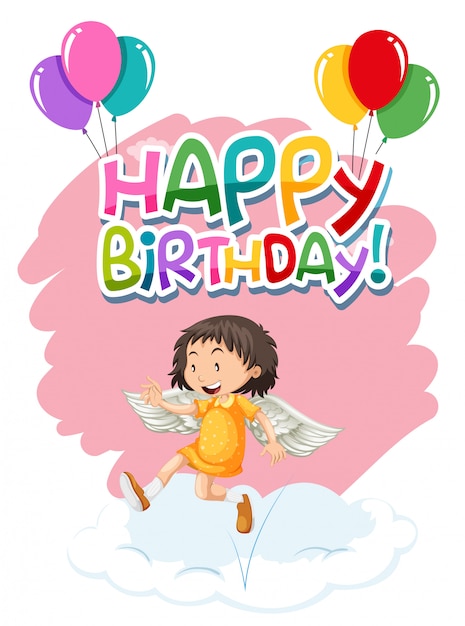 Free Vector | Angel on birthday template