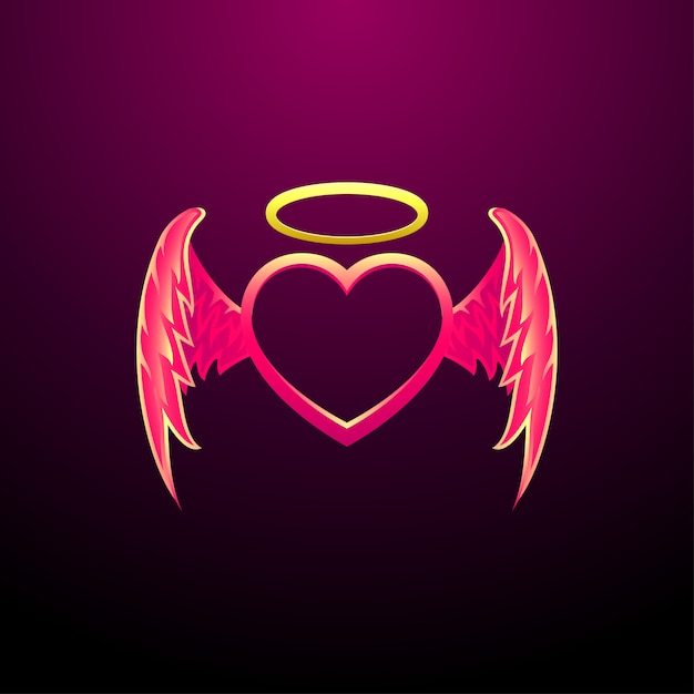 Download Premium Vector | Angel heart flying heart with angel wings ...