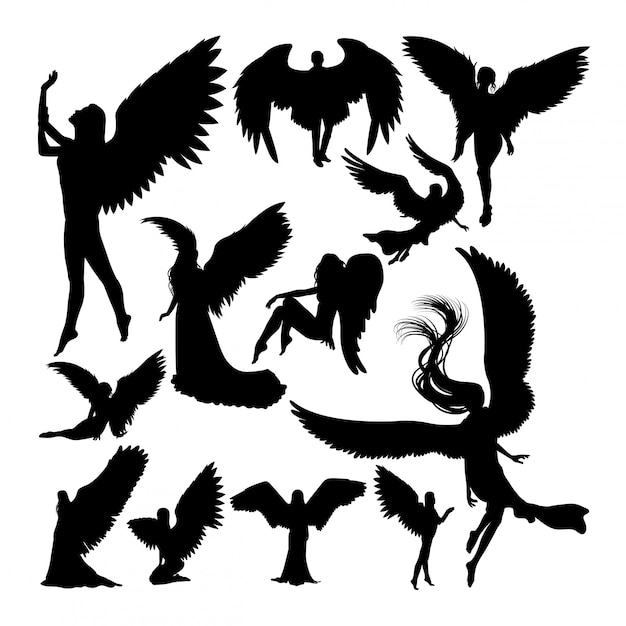 Premium Vector Angel Silhouettes