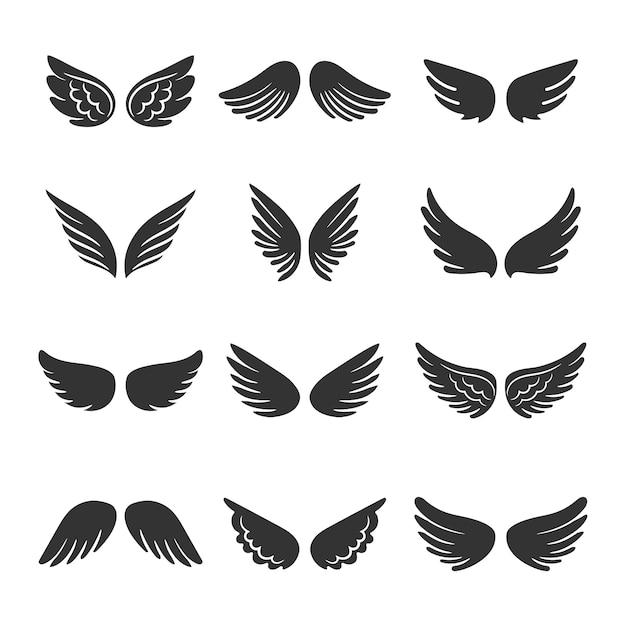 Download Angels wings silhouettes set Vector | Premium Download