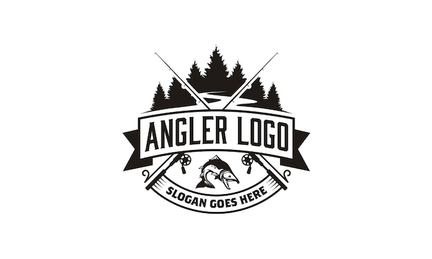 Download Angler / fishing emblem logo design Vector | Premium Download