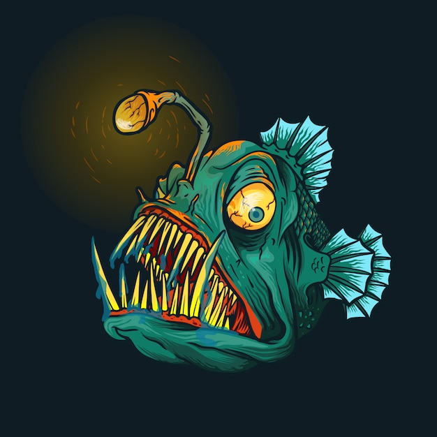 Download Premium Vector | Angry angler fish illustration