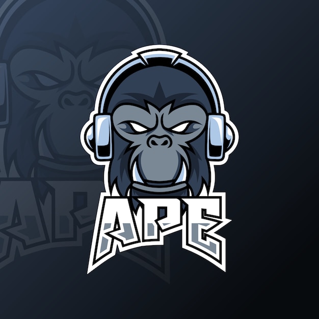 Download Free Angry Ape Gorilla Mascot Gaming Logo Black Color Headphone Use our free logo maker to create a logo and build your brand. Put your logo on business cards, promotional products, or your website for brand visibility.
