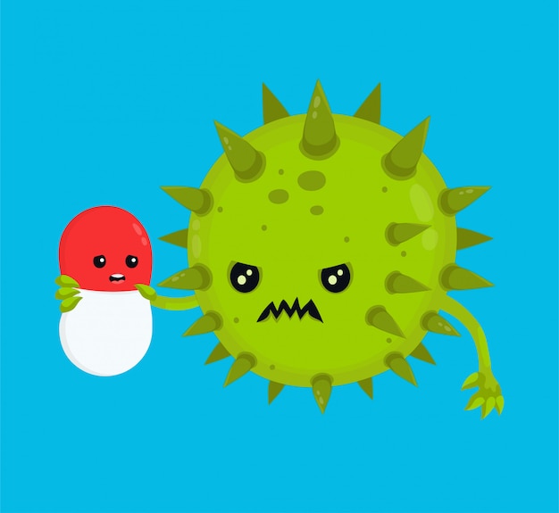 Premium Vector Angry bad  bacteria microorganism virus  