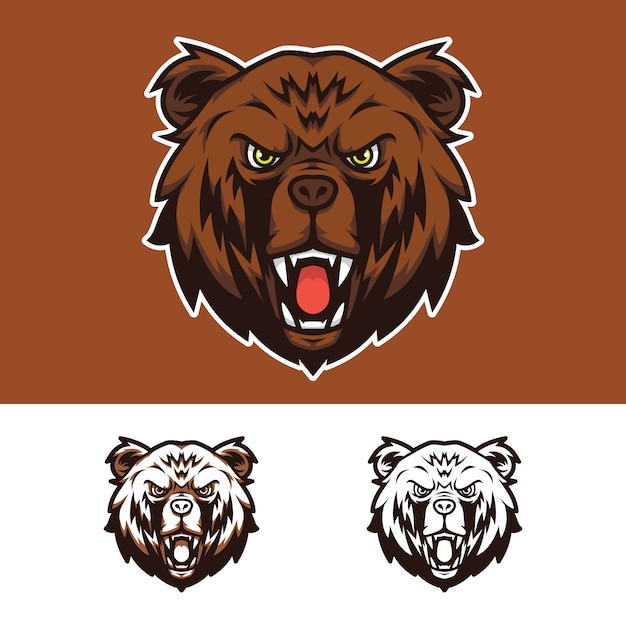Premium Vector | Angry bear head mascot logo