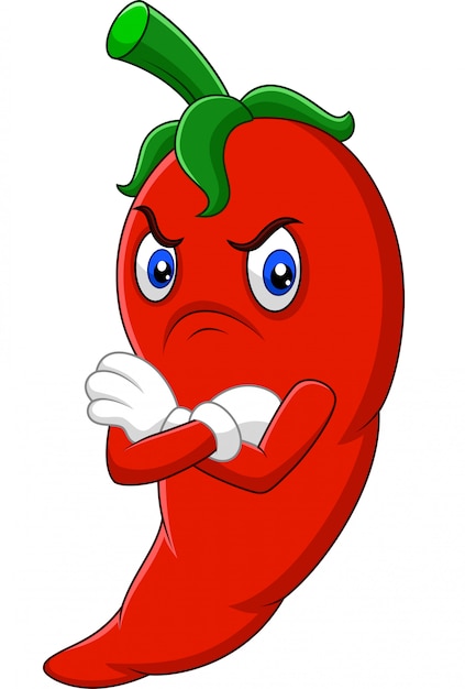 Download Angry chili pepper cartoon Vector | Premium Download