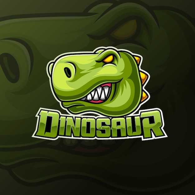 Premium Vector | Angry dinosaur head mascot e sport logo design