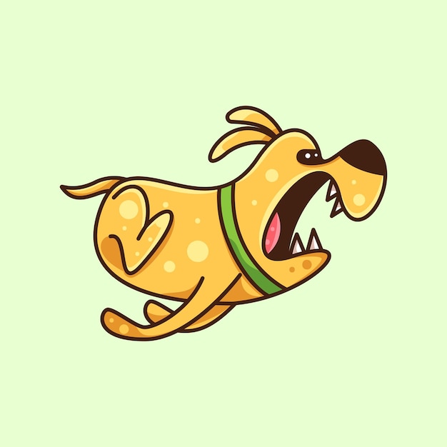 キャラクターアイコンロゴステッカーとイラストのためにジャンプした怒っている犬 プレミアムベクター