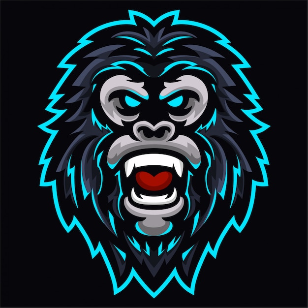 Premium Vector | Angry gorilla kings monkey head logo template