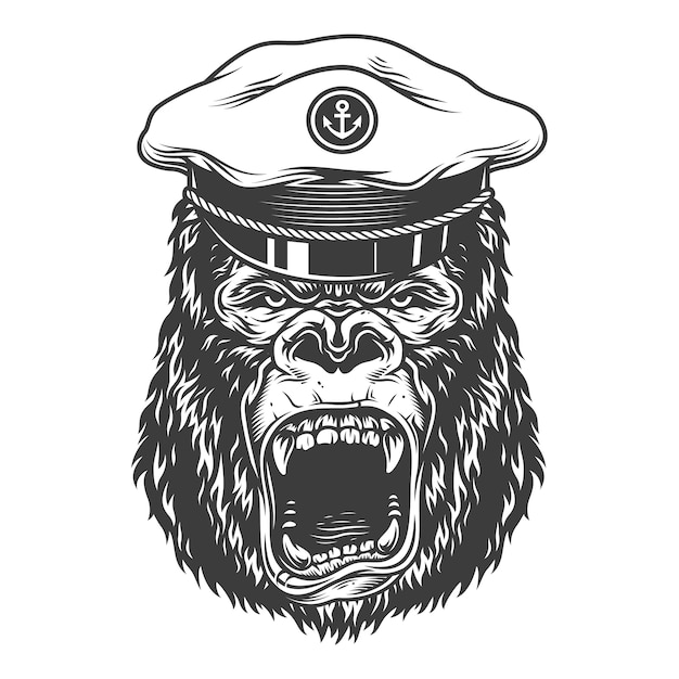 Angry gorilla in monochrome style | Free Vector