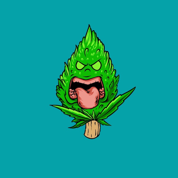 Premium Vector | Angry green weed illustration