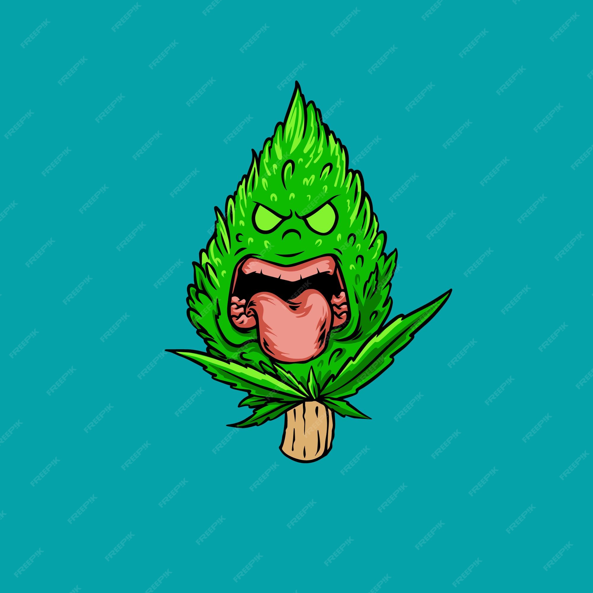 Premium Vector | Angry green weed illustration