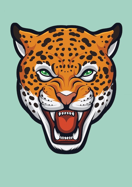 Download Angry jaguar face, panthera onca Vector | Premium Download