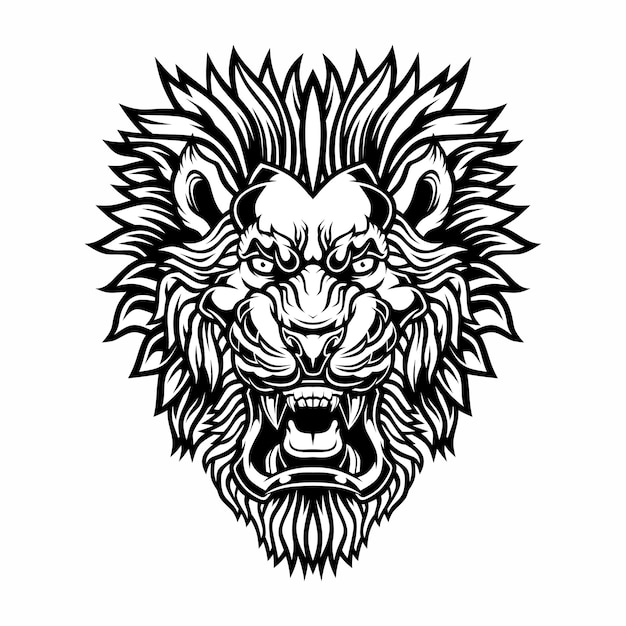 Premium Vector | Angry lion head isolated on white